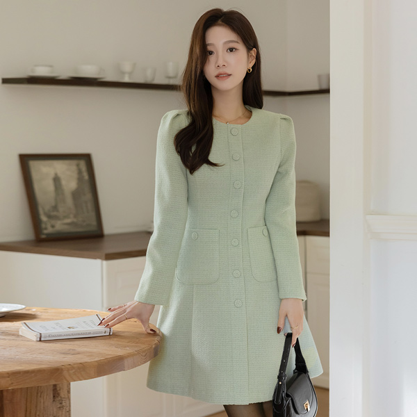 벨라 Cozy Wool Tweed A-line Dress