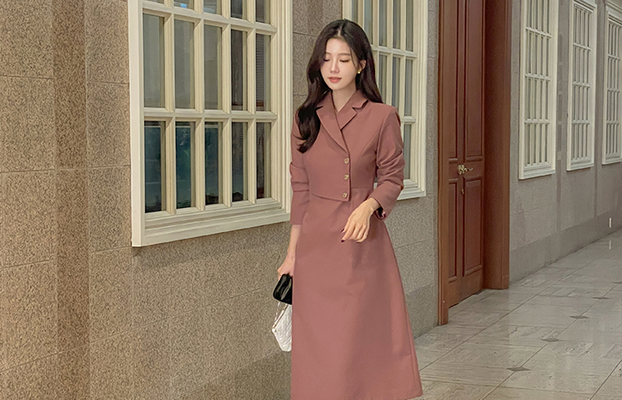 마벨라 Fleece A-line Button Dress