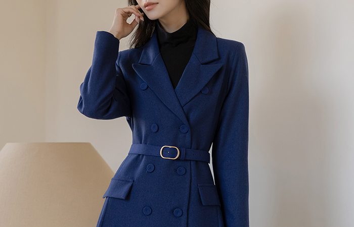 Matte A-line Wool Belt (Set) Dress