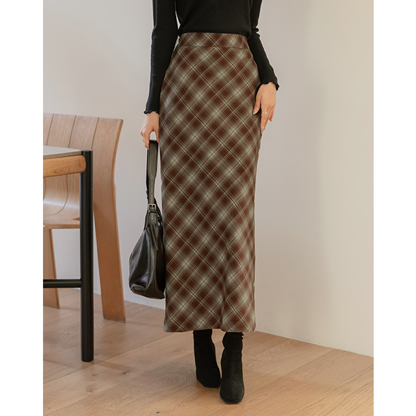 Muse Check Banding Long Skirt