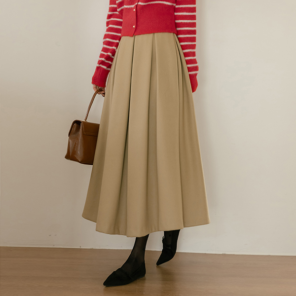 Thick Cozy Pleats Line Skirt
