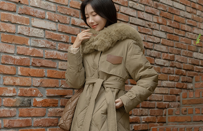 풍성 Fur Collar quilting Duck Down Padding