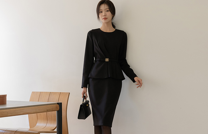 Maple Two-piece Style Belt (Set) Dress