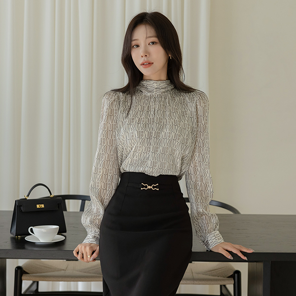 셀로 금사 Tie Blouse