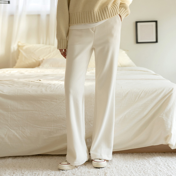 Fleece Lining Boot-Cut Span Corduroy Pants