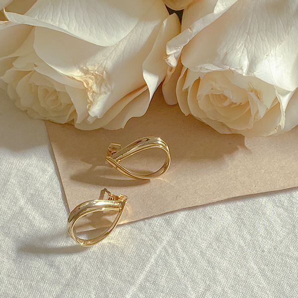 Simple Gold Water drop Ring Earring