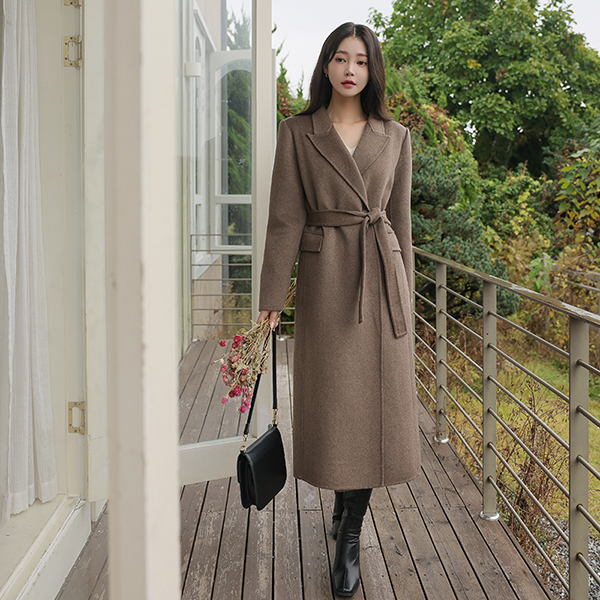 Rubber Two button Belted Hand-Made Wool Long Coat