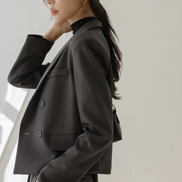 Chic Double-button Set-up Jacket