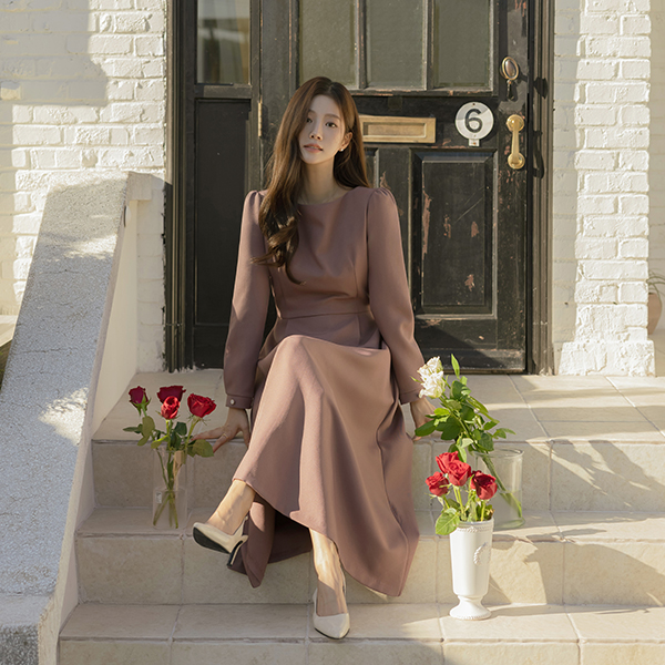 [O:neul] 고민끝! various Long-sleeve A-line Long Dress