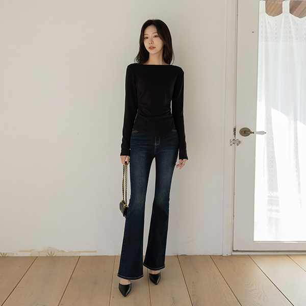 폭닥 Fleece Lining NICE Boot-Cut Span Denim Pants