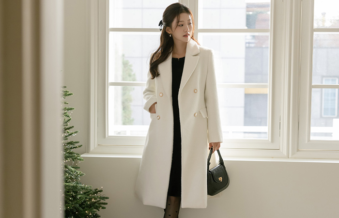 Cozy Pastel Color Double Button Wool Coat