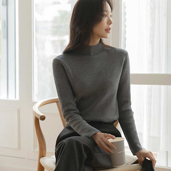 Cozy Mink Lining Soft Half-Highneck Knit