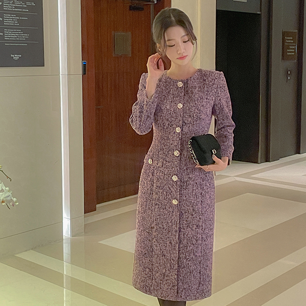 시엘 Slim Line Tweed Dress