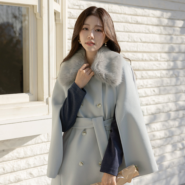 lucy Cape Fur Collar Belt Coat