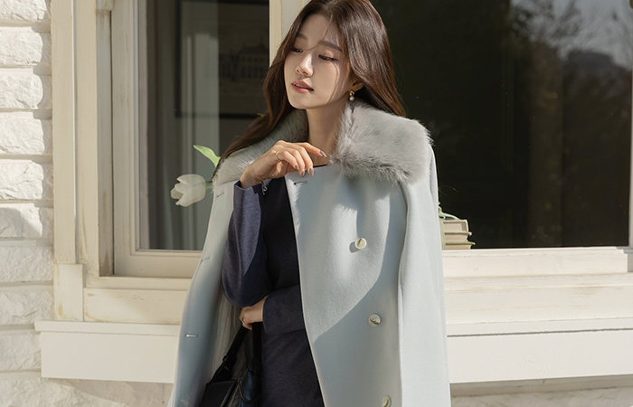 lucy Cape Fur Collar Belt Coat