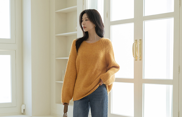 Ellin slender loose fit Thick Ragran Knit