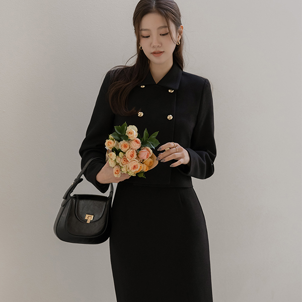 미즈 Double Button Tweed Set-up Jacket