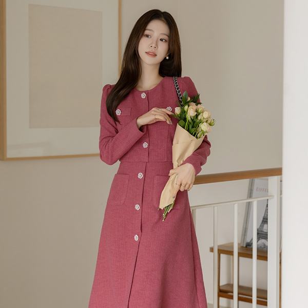 lucy Two-piece Style Wool Tweed Dress