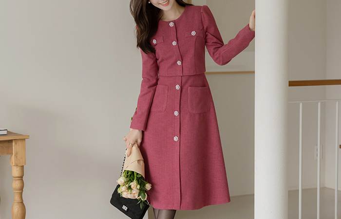 lucy Two-piece Style Wool Tweed Dress