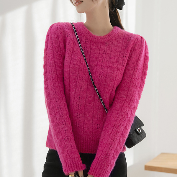 캐롤 Thick Twiddle Wool Puff Knit