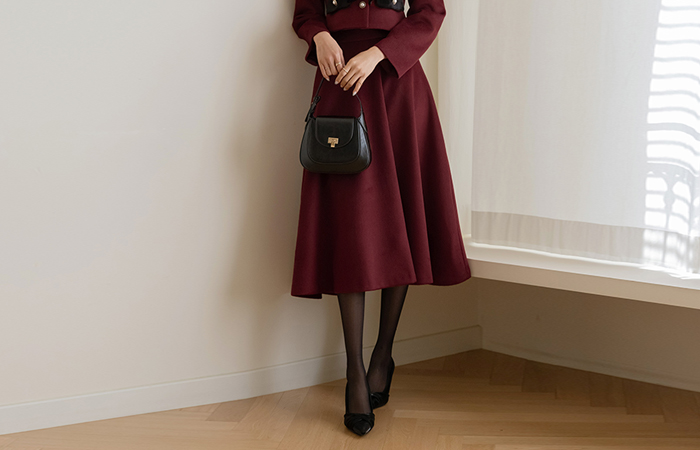 Rya Wool A-line Flared Set-up Skirt