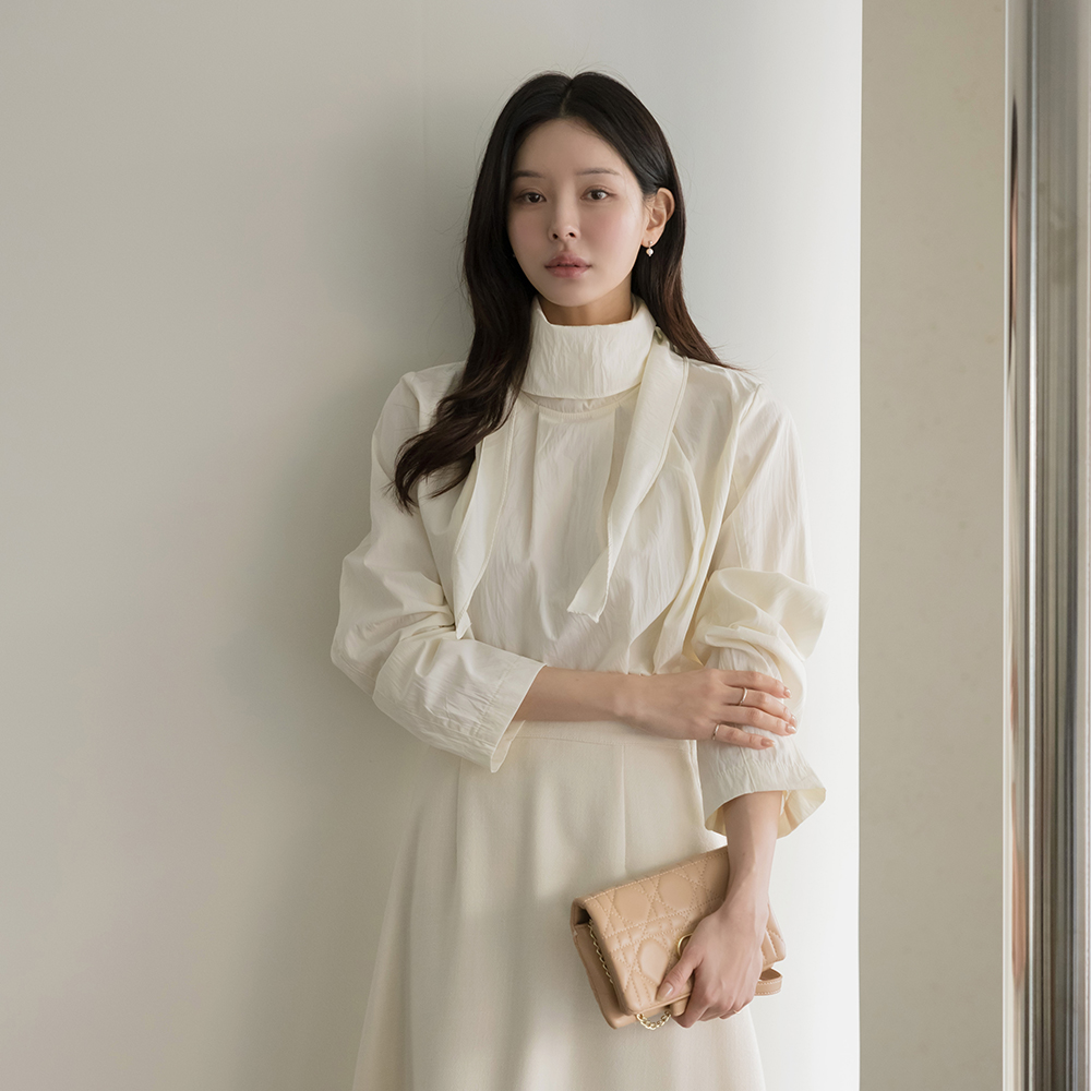 Feminine Scarf-Neck Blouse