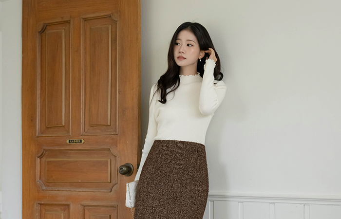 Pastel Turtleneck Corduroy Knit