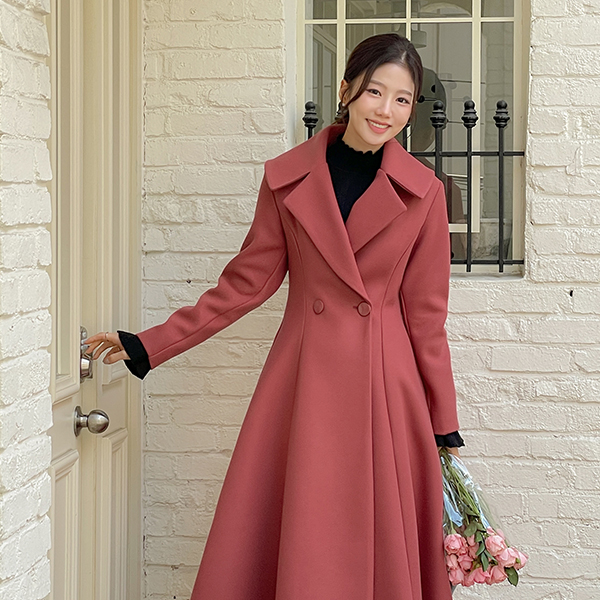 Lady Wide Cape Collar Flared Coat