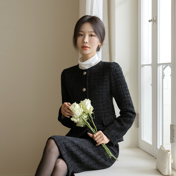 Wool Velvet Tweed Set-up Jacket