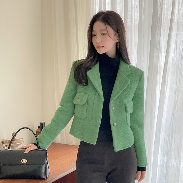 빌리브 Bouclé Wool Tweed Hidden Jacket