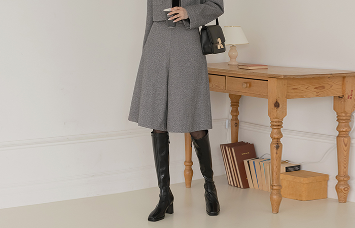 원스 Herringbone Wool Midi Harp Set-up Pants