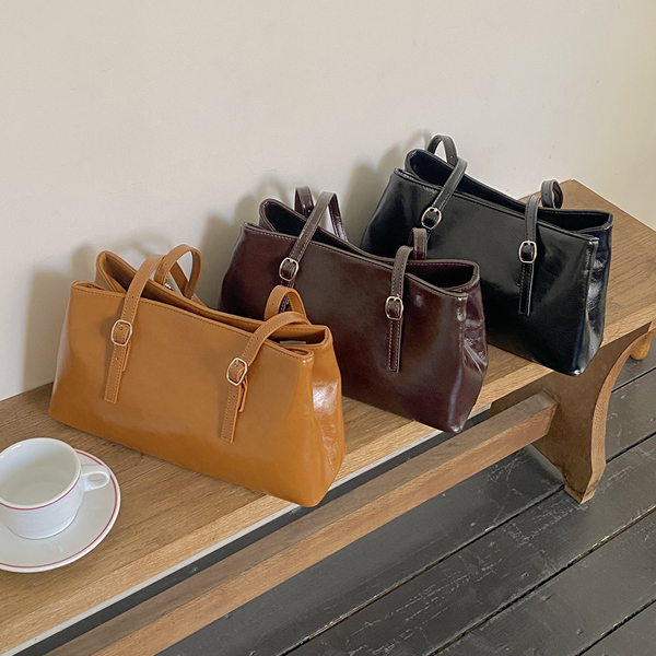 Glossy Buckle Belt square Shoulder Bag