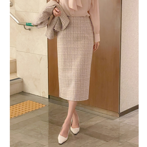 엔젤리 Wool Tweed H-line Set-up Skirt
