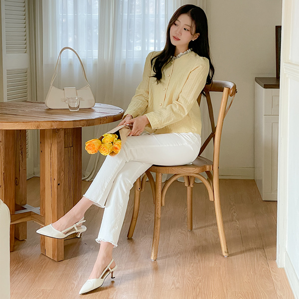 Natural Cutting Banding Straight Cotton Pants