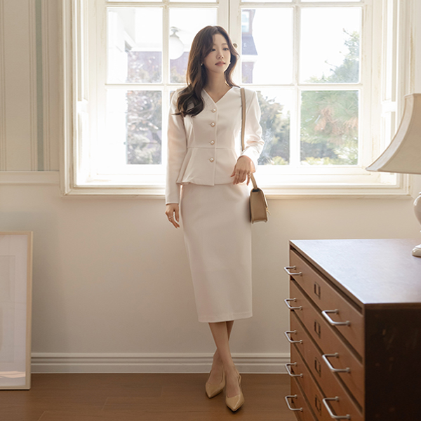 Rosy H-line Long Set-up Skirt