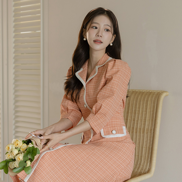 Romantic Check Color Combination A-line Dress