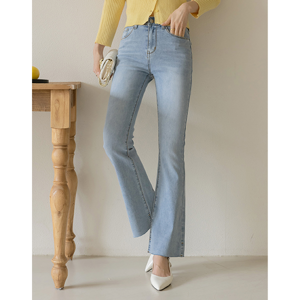 Length repair NO! Easy Span Denim Boot-Cut Pants (Short/Middle/Longver)