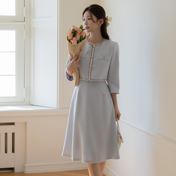 쉬즈 Color Combination Capri layered Dress