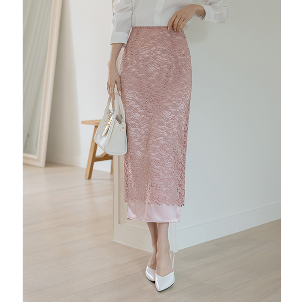 Twinkle Lace layered Slit Skirt