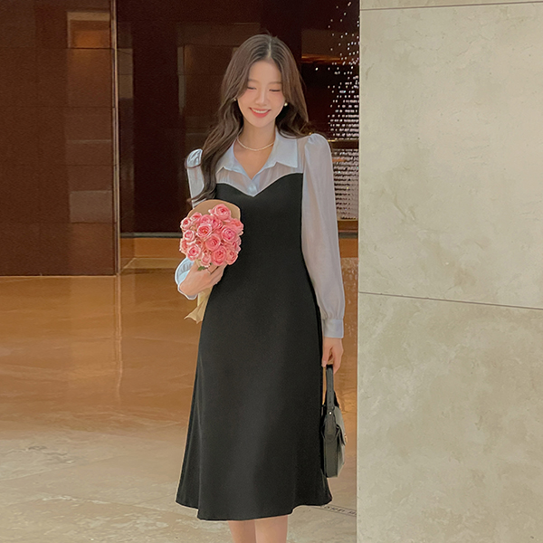 프레첼 layered Color Combination Dress