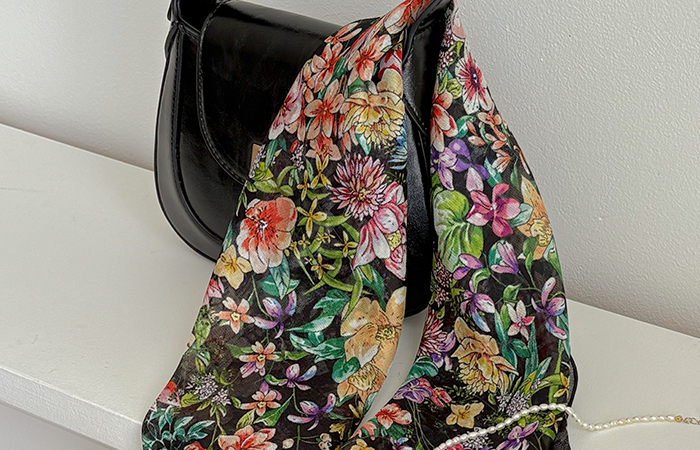 See-through mix Flower square Scarf