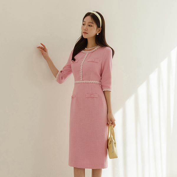 Line Point Lovely Tweed Dress