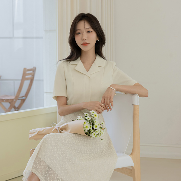 Cool Collar Color Combination Dress(+Belt)