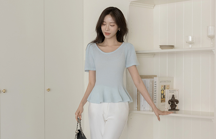 Mine Wide Neck Peplum Silhouette Knit
