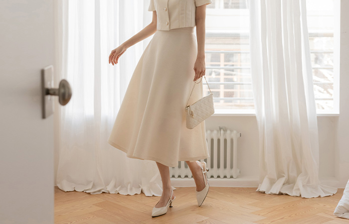 멜로 A-line Tweed Set-up Skirt