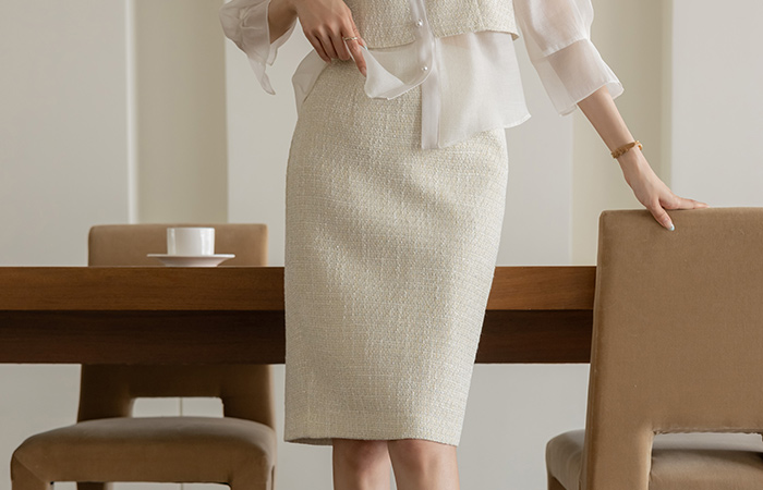Seri Tweed H-line Set-up Skirt