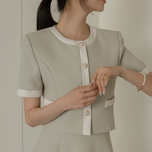 Color Combination Raund neck Set-up Jacket