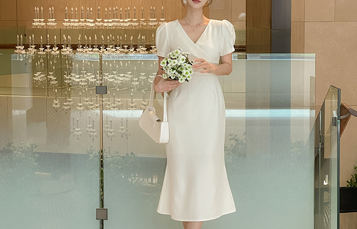 Eli Wrap Puff Sleeves String Dress