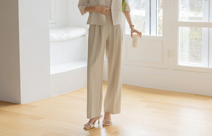 Belt Point Back Banding Wide Slacks