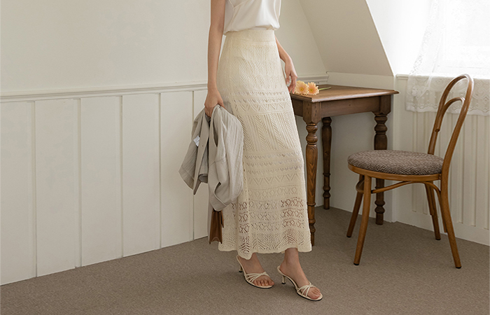 Summer Punching Knit Banding Skirt